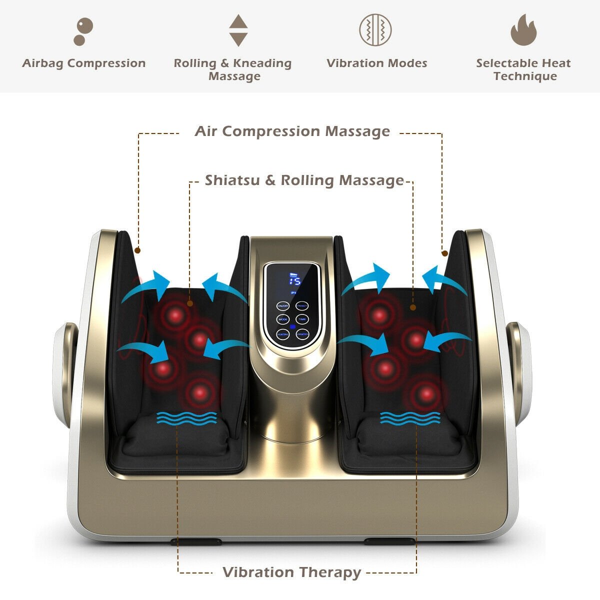 Foot Calf Shiatsu Massager with Heat and Remote Control