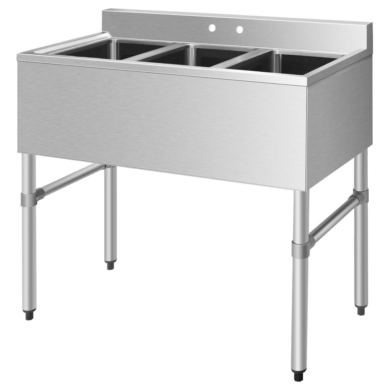 Stainless Steel Utility Sink with 3 Compartment Commercial Kitchen Sink, Silver at Gallery Canada