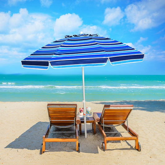 7.2 Feet Portable Beach Umbrella With Sand Anchor, Tilt, Navy Outdoor Umbrellas Navy at Gallery Canada