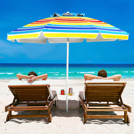 7.2 Feet Portable Beach Umbrella, Sand Anchor, Tilt Mechanism, Multicolor Outdoor Umbrellas Multicolor at Gallery Canada