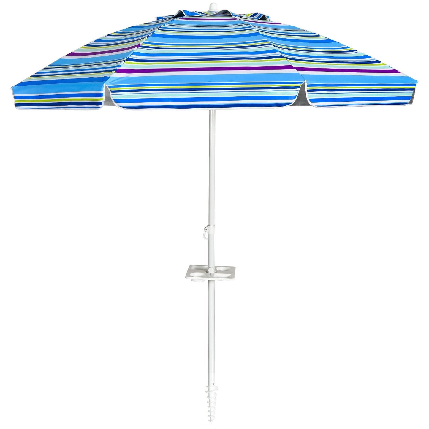 7.2 Feet Portable Outdoor Beach Umbrella with Sand Anchor and Tilt Mechanism, Blue at Gallery Canada