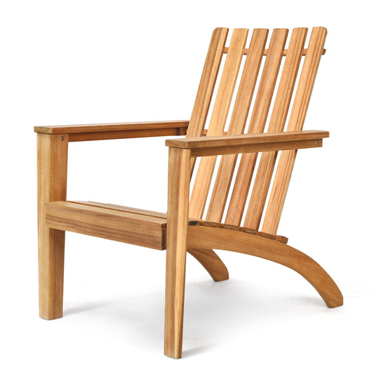 Outdoor Durable Patio Acacia Wood Adirondack Lounge Armchair, Natural