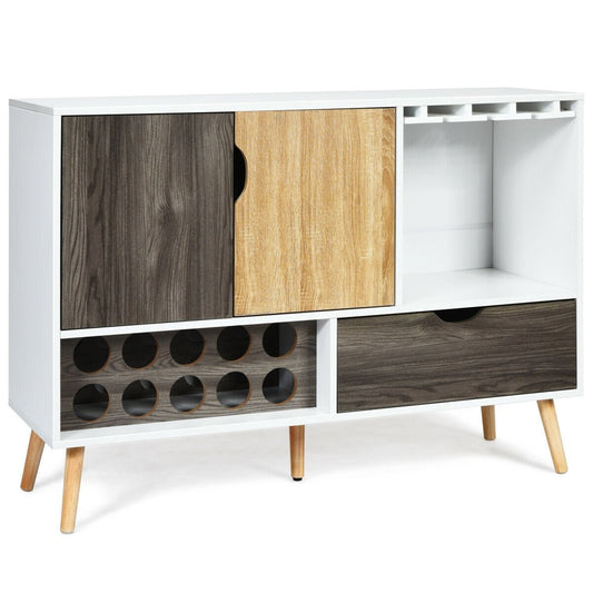 Mid-Century Buffet Sideboard Wooden Storage Cabinet, White at Gallery Canada
