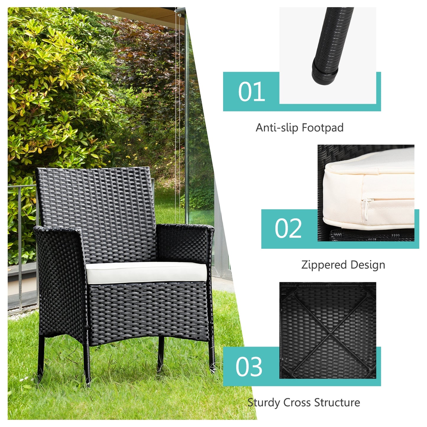 Patio Wicker Chairs, 2 Pieces, With Cozy Seat Cushions, Black Patio Dining Chairs at Gallery Canada