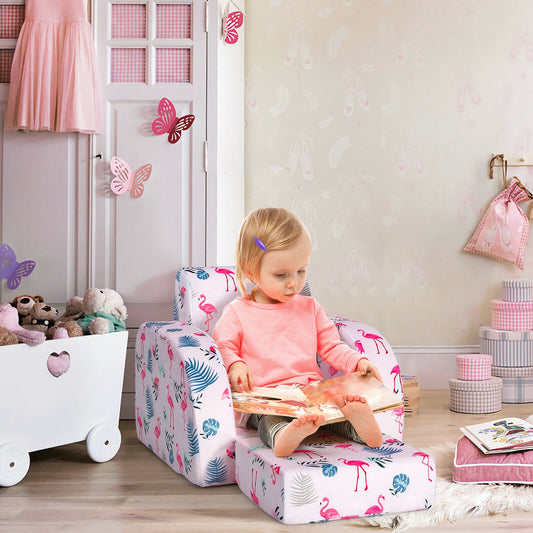 Canapé-lit convertible 3 en 1 pour enfant, chaise longue rabattable pour tout-petit, rose