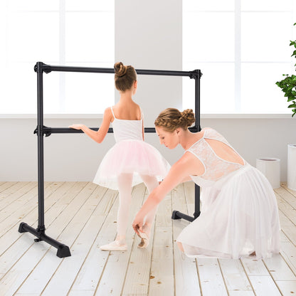 4 Feet Portable Double Freestanding Barre Dancing Stretching, Black
