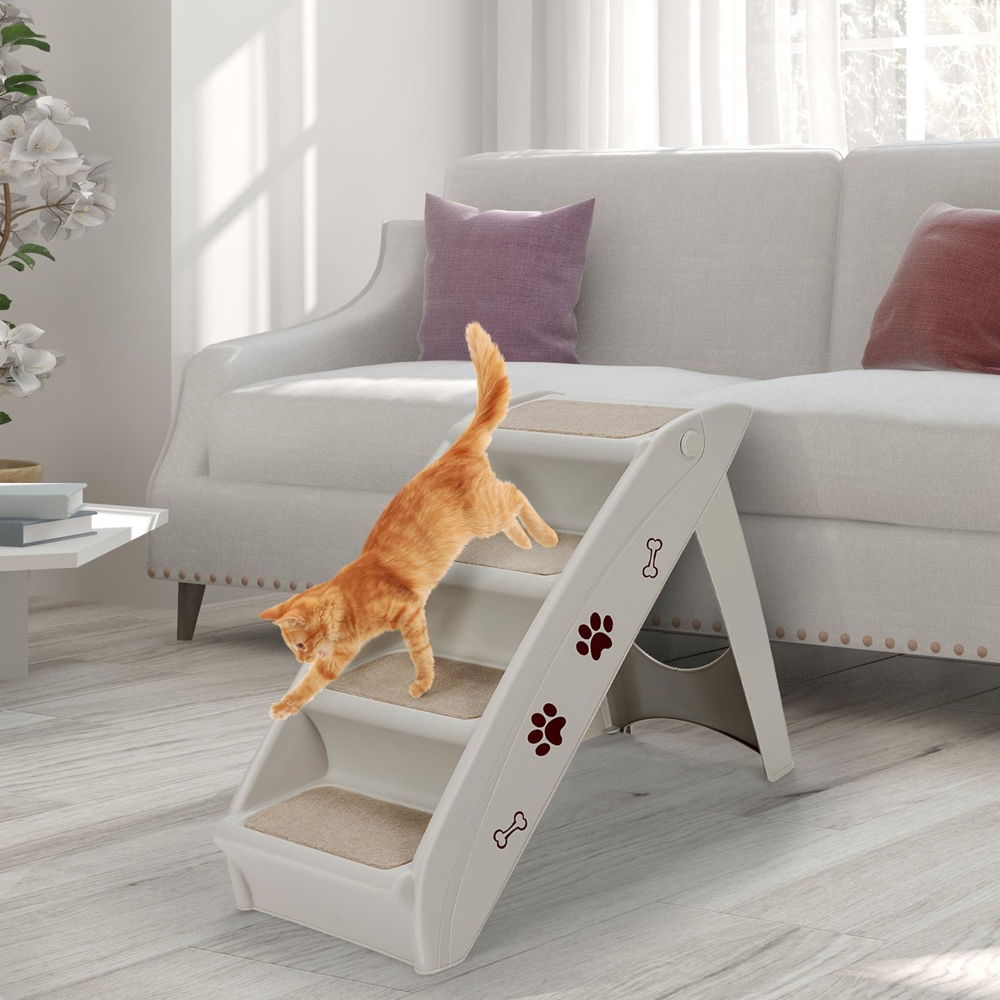 Collapsible Plastic Pet Stairs 4 Step Ladder for Small Dog and Cats, Gray at Gallery Canada