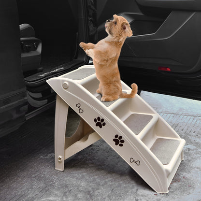 Collapsible Plastic Pet Stairs 4 Step Ladder for Small Dog and Cats, Beige at Gallery Canada