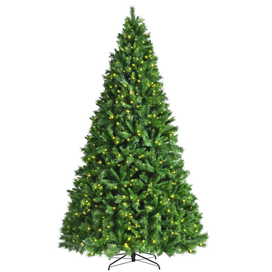 Pre-Lit Hinged Lifelike Lush Artificial Christmas Tree with PVC Tips-9', Green at Gallery Canada
