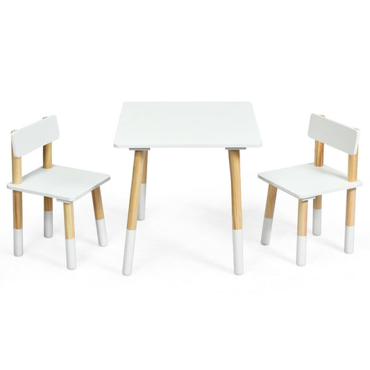 Kids Wooden Table and 2 Chairs Set, White