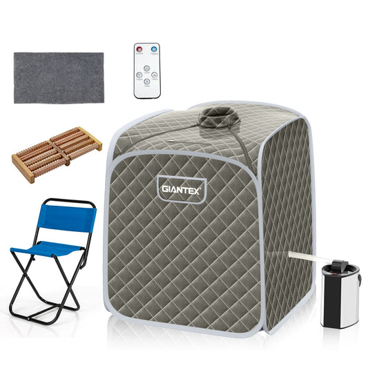Portable Personal Steam Sauna Spa with Steamer Chair, Gray