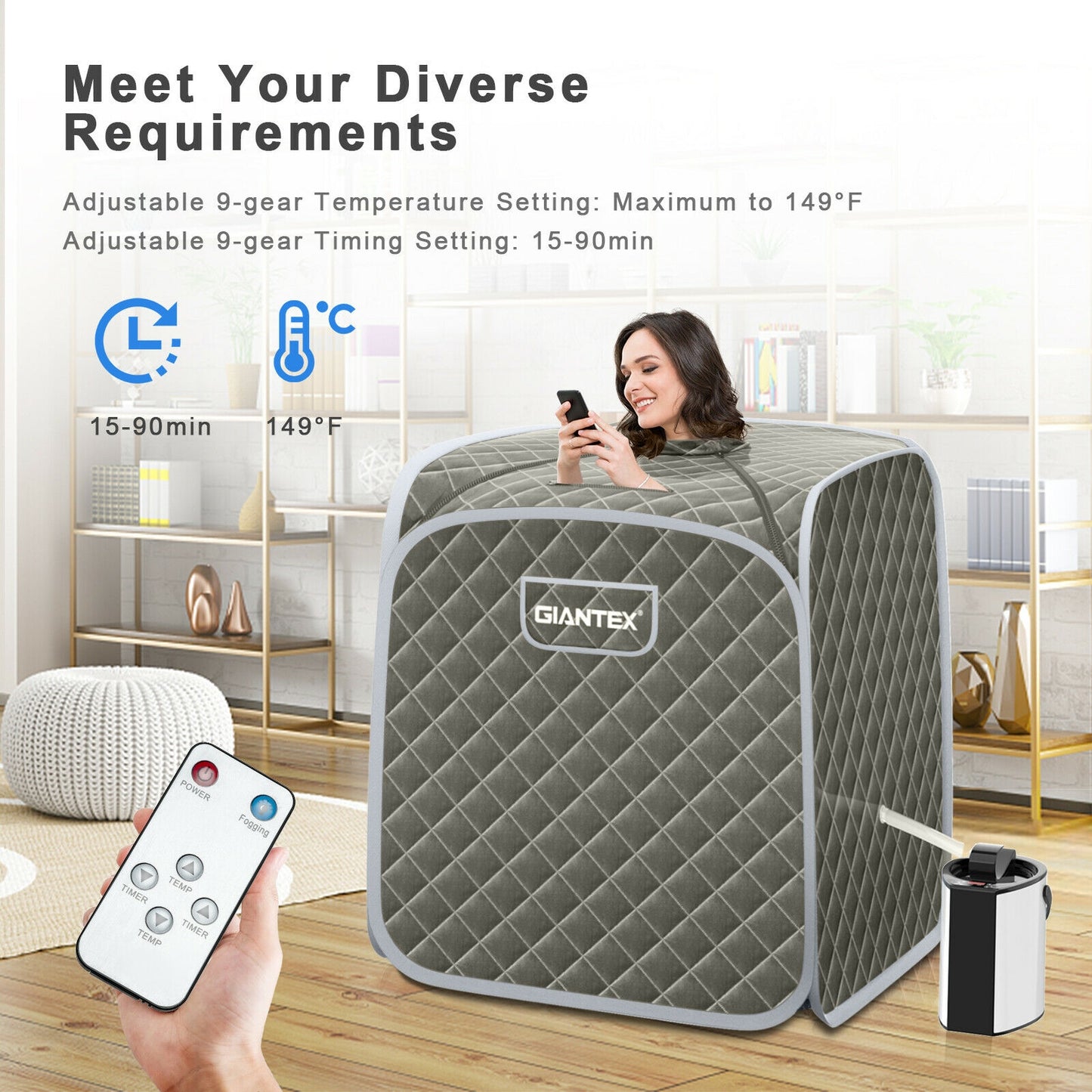 Portable Steam Sauna Spa With Steamer Chair, Gray Spa & Salon at Gallery Canada