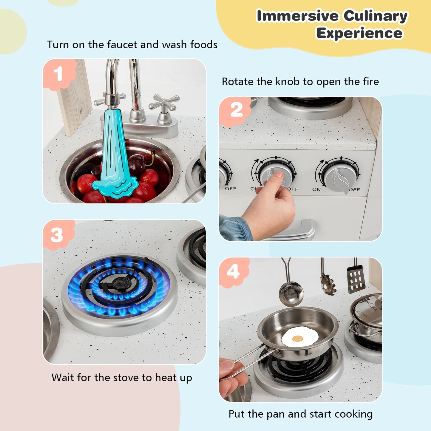 Vintage Play Kitchen Pretend Cooking Playset, White Play Kitchen Sets at Gallery Canada