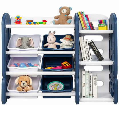 Kids Toy Storage Organizer with Bins and Multi-Layer Shelf for Bedroom Playroom, Blue at Gallery Canada