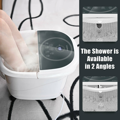 Foot Spa Bath Massager with 3-Angle Shower and Motorized Rollers, Gray