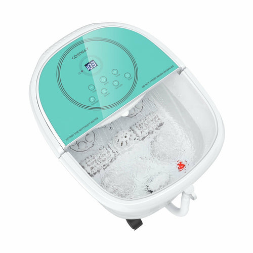 Foot Spa Bath Massager with 3-Angle Shower and Motorized Rollers, Green