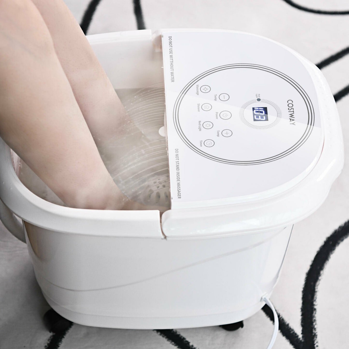 Foot Spa Bath Massager with 3-Angle Shower and Motorized Rollers, White