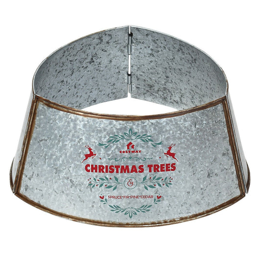 Galvanized Metal ChristmasTree Collar Skirt Ring Cover Decor, Silver at Gallery Canada