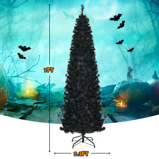 Pre-lit Christmas Halloween Tree with PVC Branch Tips and Warm White Lights-7', Black at Gallery Canada