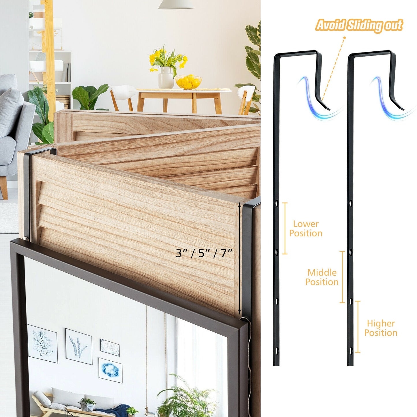 Full Length Metal Door Mirror, Adjustable Hook, Brown Wall Mirrors at Gallery Canada