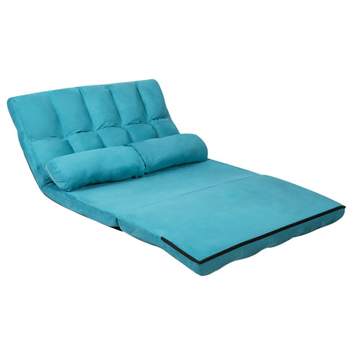 Foldable Floor 6-Position Adjustable Lounge Couch, Blue