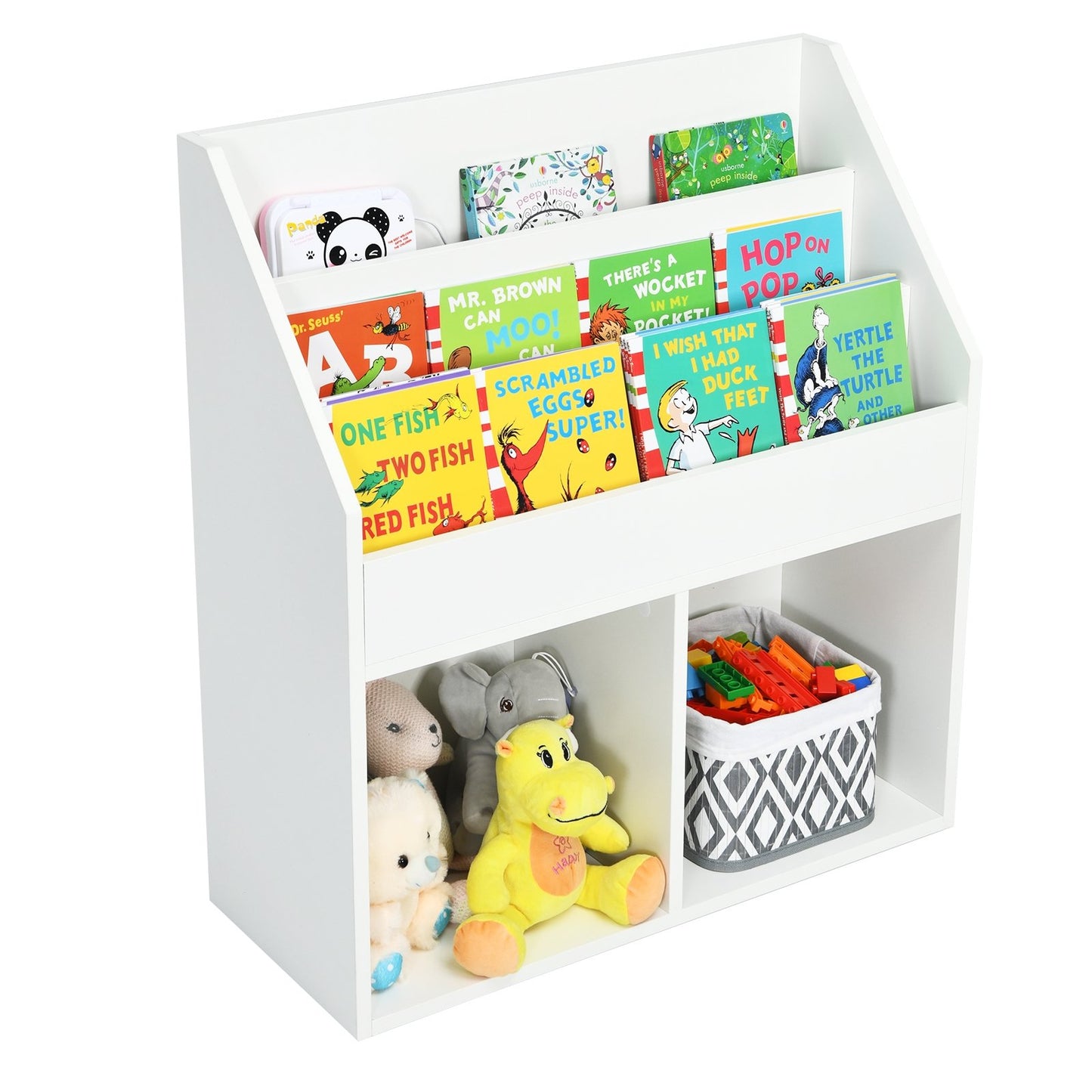 Kids Wooden Bookshelf Bookcase Children Toy Storage Cabinet Organizer White, White at Gallery Canada