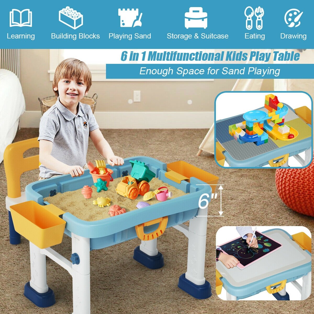 6-in-1 Kids Activity Table Set with Chair, Multicolor at Gallery Canada