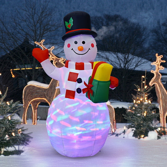 5 Feet Tall Snowman Inflatable with Built-in Colorful LED Lights, White Christmas Inflatables White at Gallery Canada
