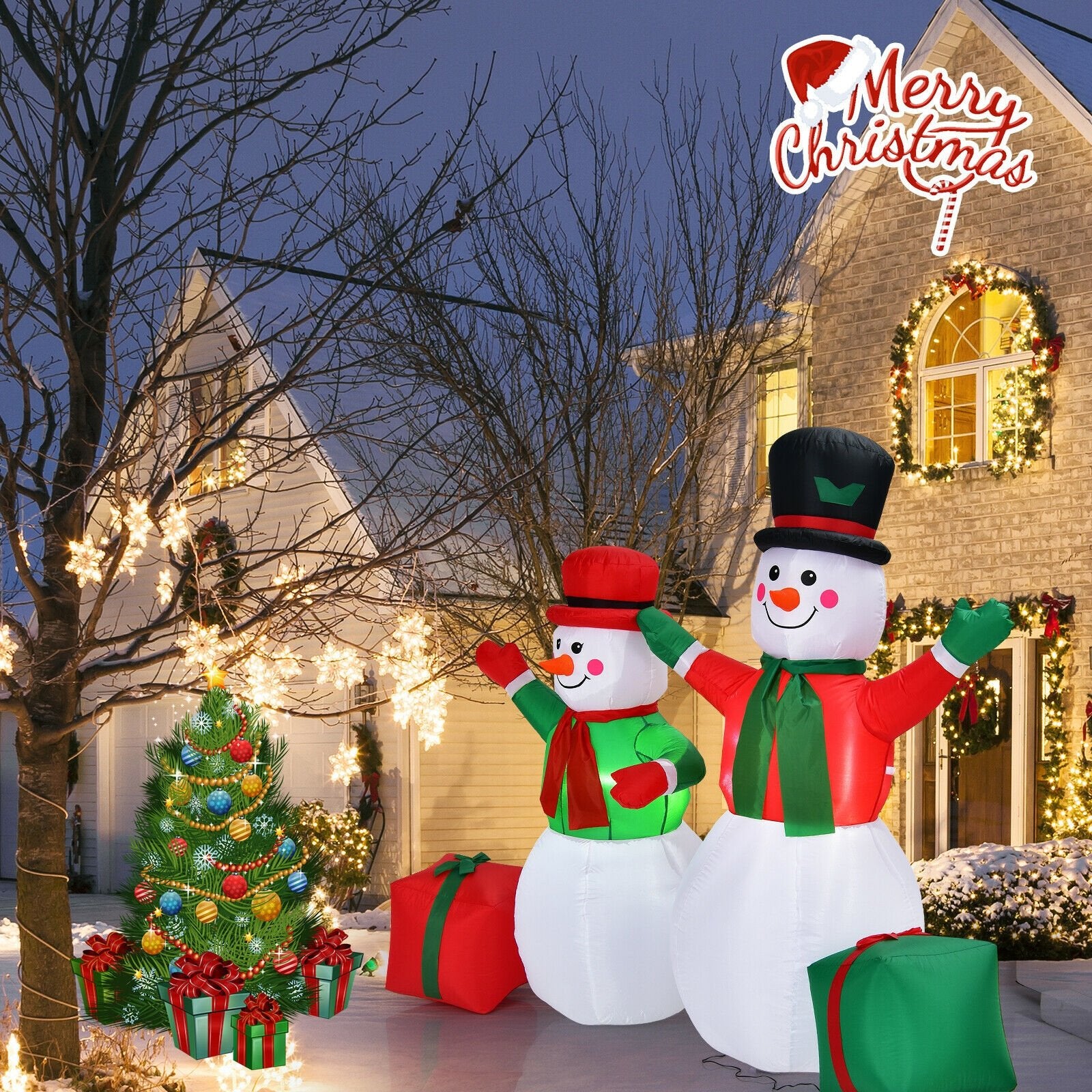 6 Feet Christmas Inflatable Snowmen Blow Up Christmas Decoration, White at Gallery Canada
