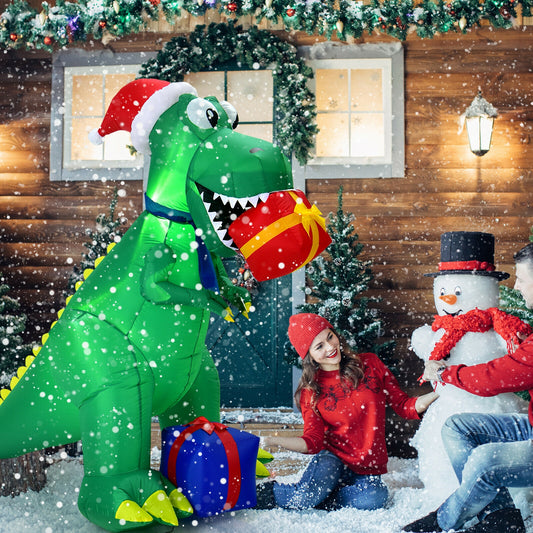6 Feet Christmas Inflatable Dinosaur for Indoor and Outdoor, Green Christmas Inflatables Green at Gallery Canada