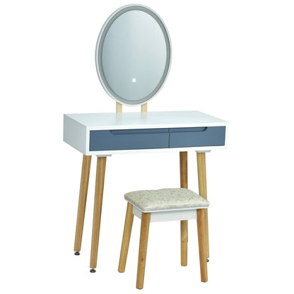 Touch Screen Vanity Makeup Table Stool Set, Gray at Gallery Canada