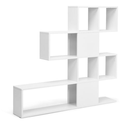 5-Tier Bookshelf Corner Ladder Bookcase with Storage Rack, White