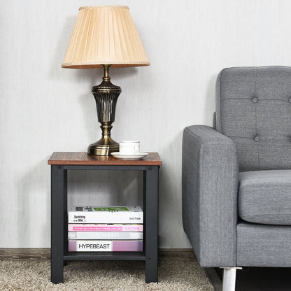 Industrial End Table 2-Tier Side Table, Black at Gallery Canada