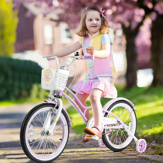 18 Inch Kids Adjustable Bike With Training Wheels, Purple Kids Bike Purple at Gallery Canada