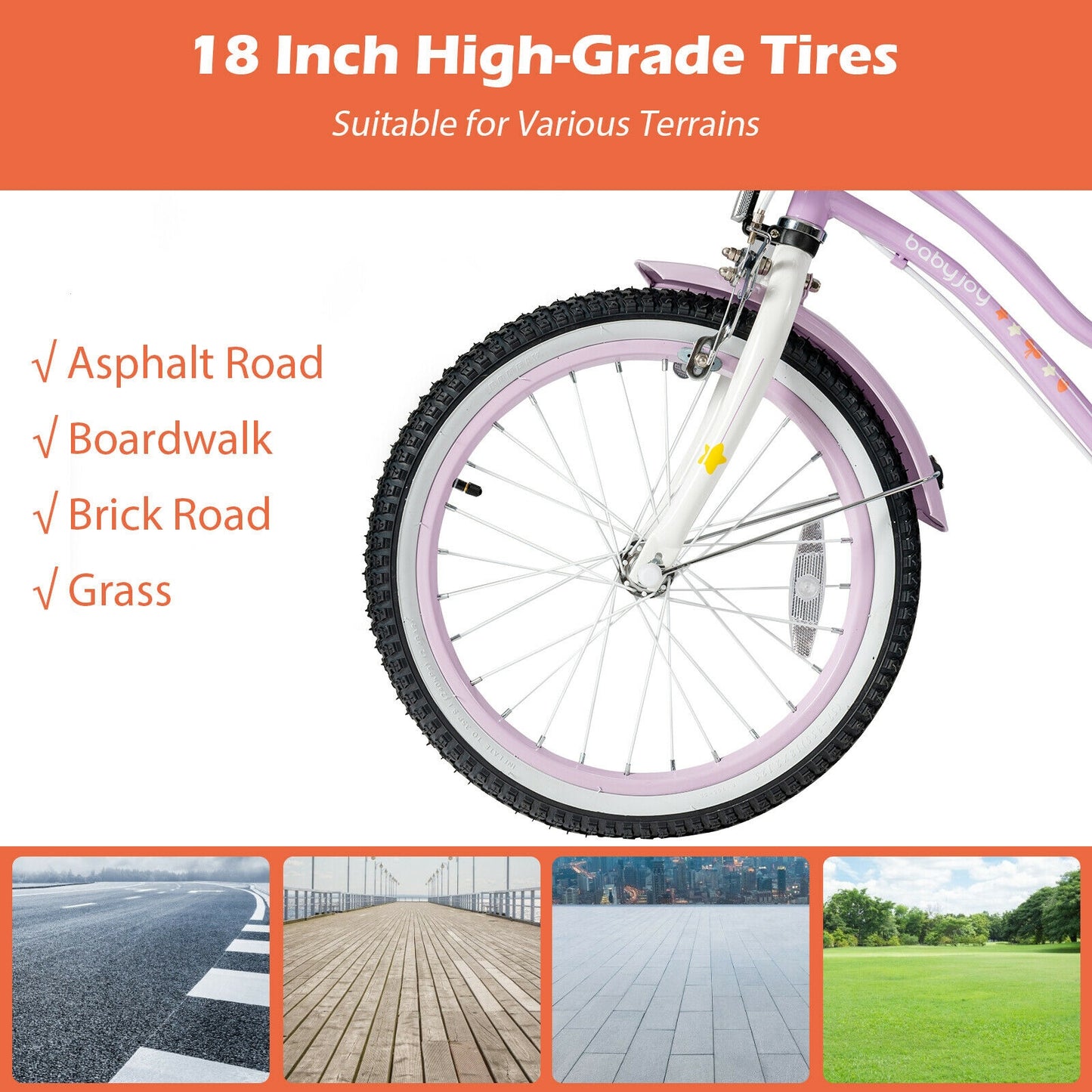 18 Inch Kids Adjustable Bike With Training Wheels, Purple Kids Bike at Gallery Canada