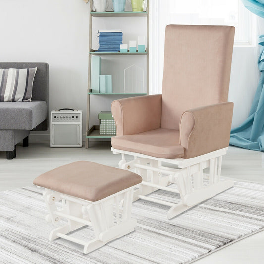 Wooden Nursery Glider Ottoman Cushion Set, Pink Recliners Pink at Gallery Canada