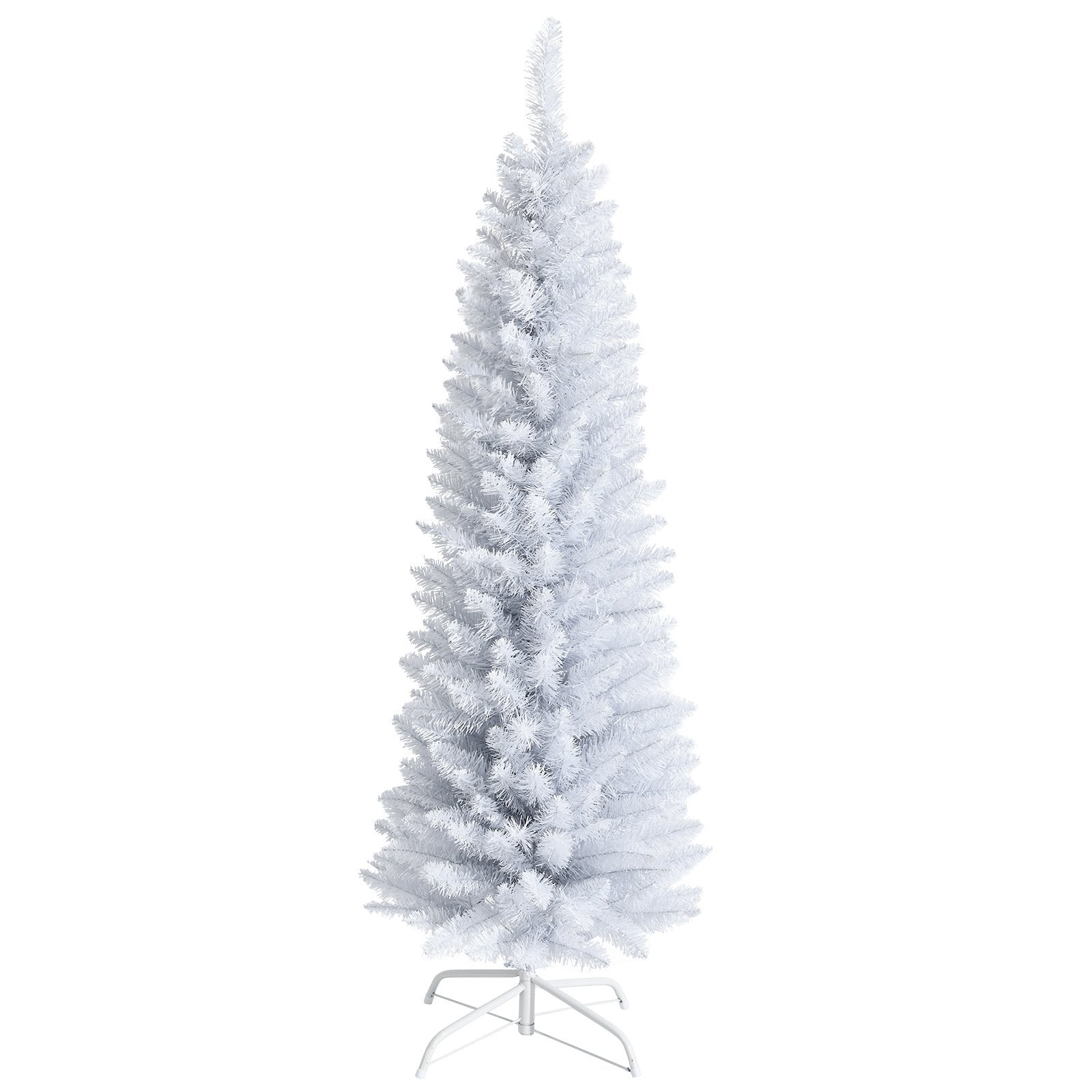 Slim Artificial Christmas Pencil Tree with PVC Needles and Folding Metal Stand-5', White at Gallery Canada