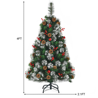 4 Feet Artificial Christmas Tree with Pine Cones and Red Berry Clusters, Green at Gallery Canada
