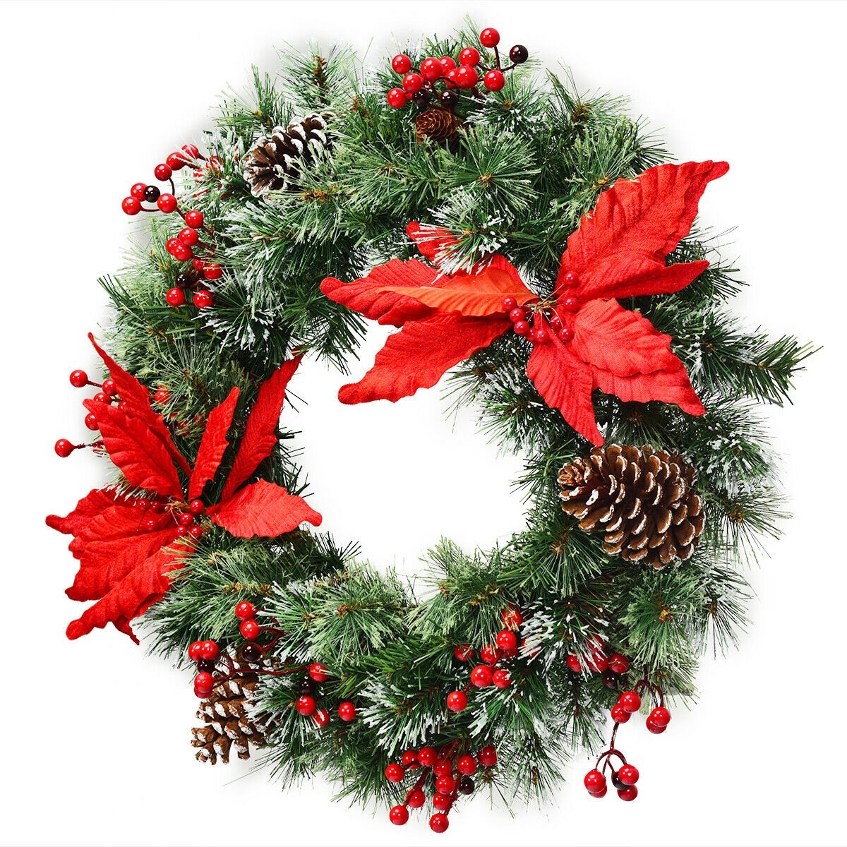 Pre-lit Snow Flocked Christmas Wreath with 50 LED Lights, Green at Gallery Canada