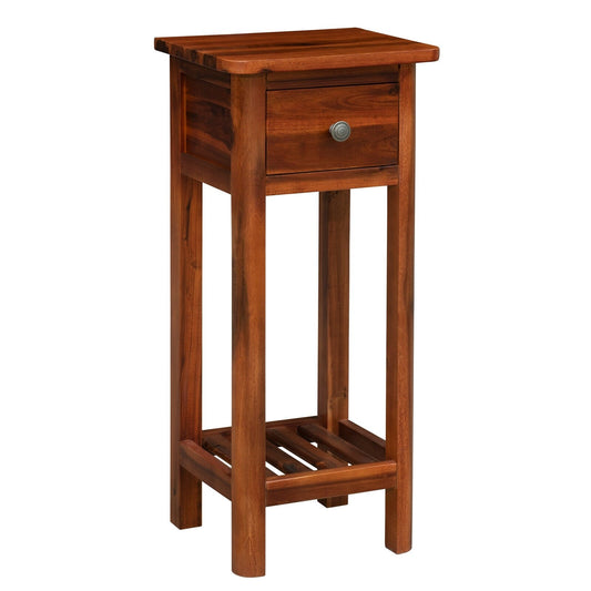 2 Tier End Bedside Table with Drawer Shelf, Brown at Gallery Canada
