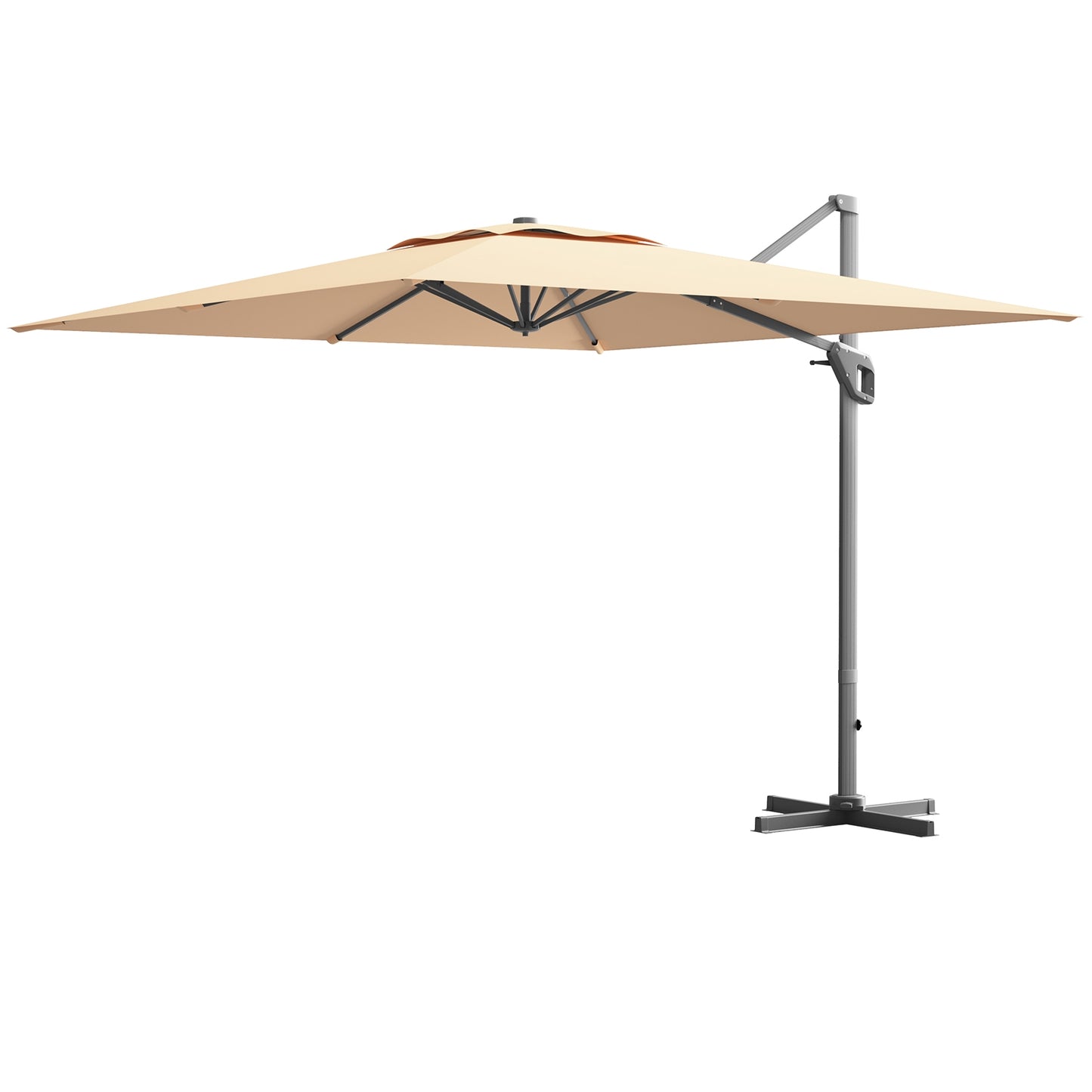 10x10 Feet Patio Cantilever Umbrella, Aluminum 360-Degree Rotation Tilt, Beige Outdoor Umbrellas at Gallery Canada