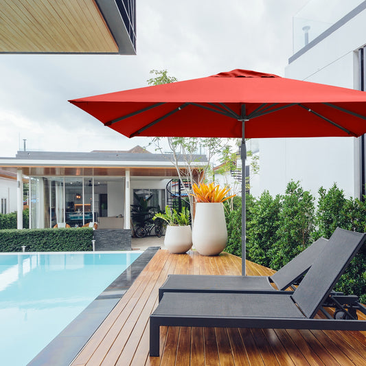 10 x 10 Feet Patio Offset Cantilever Umbrella, Aluminum 360-Degree Rotation Tilt, Orange Outdoor Umbrellas Orange at Gallery Canada