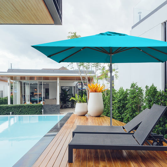 10x10 Feet Patio Umbrella, Aluminum 360-Degree Rotation Tilt, Turquoise Outdoor Umbrellas Turquoise at Gallery Canada