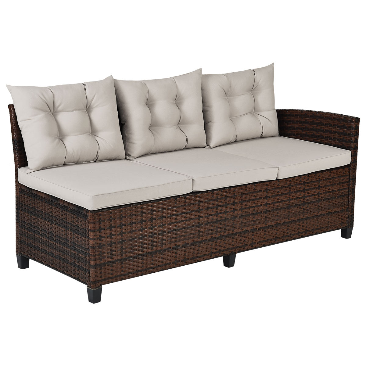 Hand-Woven Rattan Outdoor Sofa Set, 3 Pieces, Brown Outdoor Sectionals at Gallery Canada