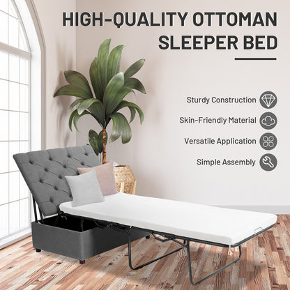 Folding Ottoman Sleeper Bed with Mattress for Guest Bed and Office Nap, Gray at Gallery Canada
