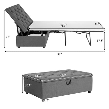 Folding Ottoman Sleeper Bed with Mattress for Guest Bed and Office Nap, Gray at Gallery Canada