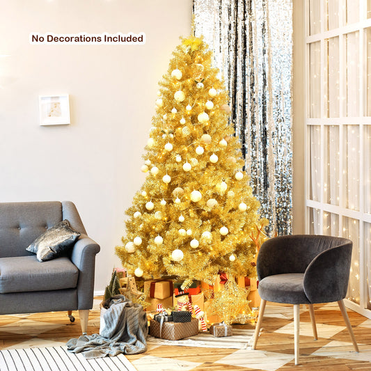 6/7.5 Feet Artificial Tinsel Christmas Tree Hinged with Foldable Stand-7.5 ft, Gold Christmas Tree 7.5 ft at Gallery Canada