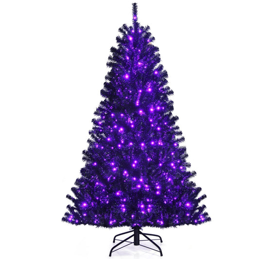 Black Artificial Christmas Halloween Tree with Purple LED Lights-6', Black at Gallery Canada