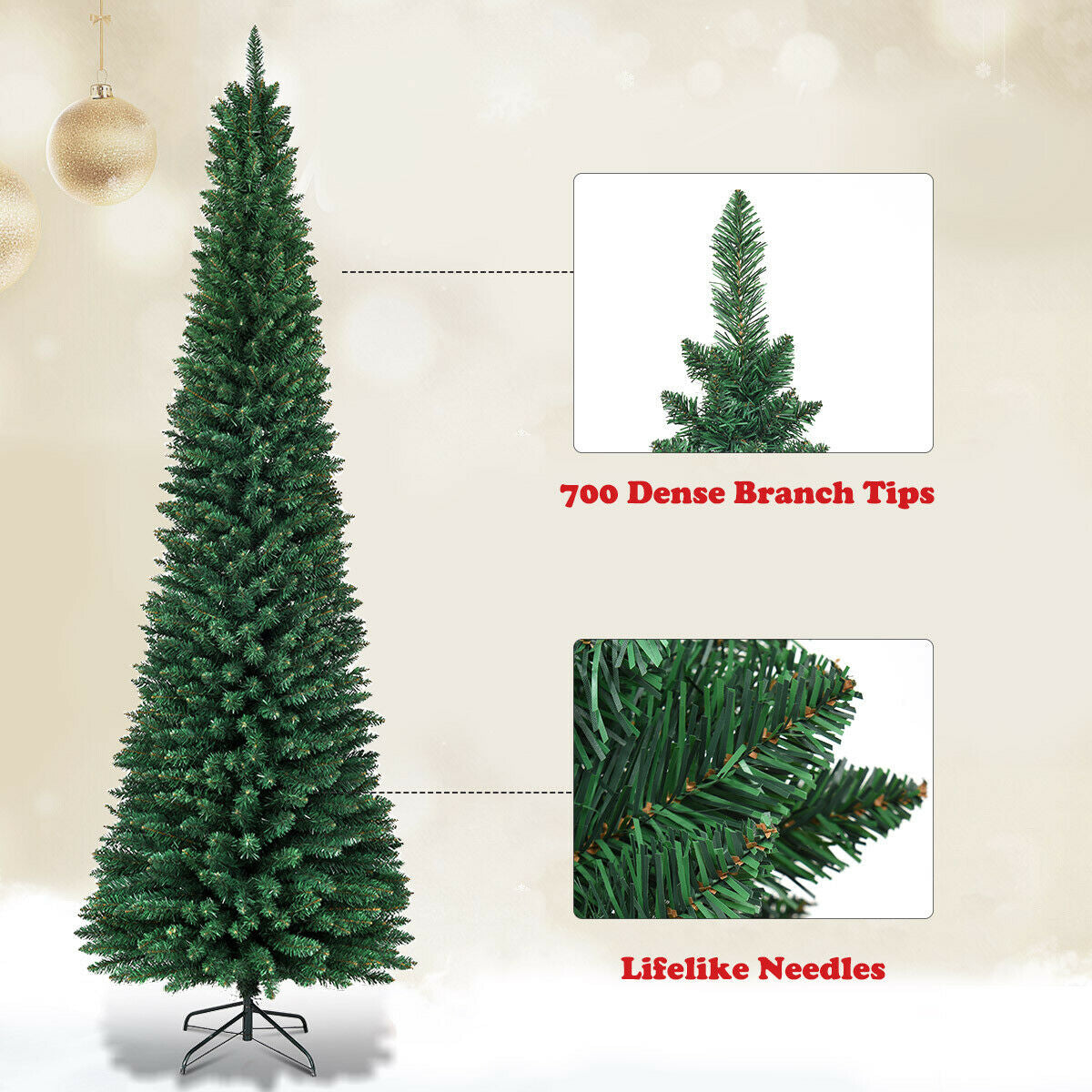 PVC Artificial Slim Pencil Christmas Tree-7', Green Christmas Tree at Gallery Canada