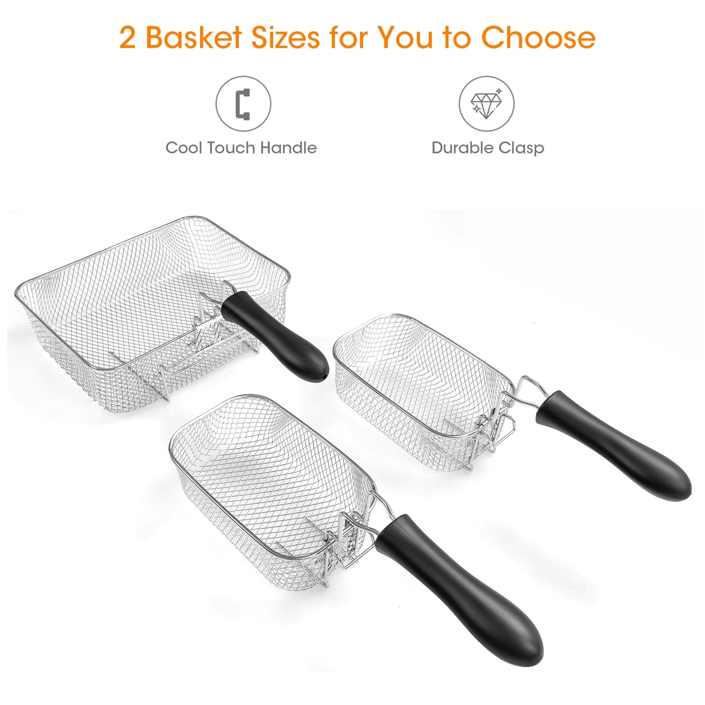 Electric Deep Fryer 5.3QT/21-Cup Stainless Steel 1700W with Triple Basket, Silver Air Fryers at Gallery Canada